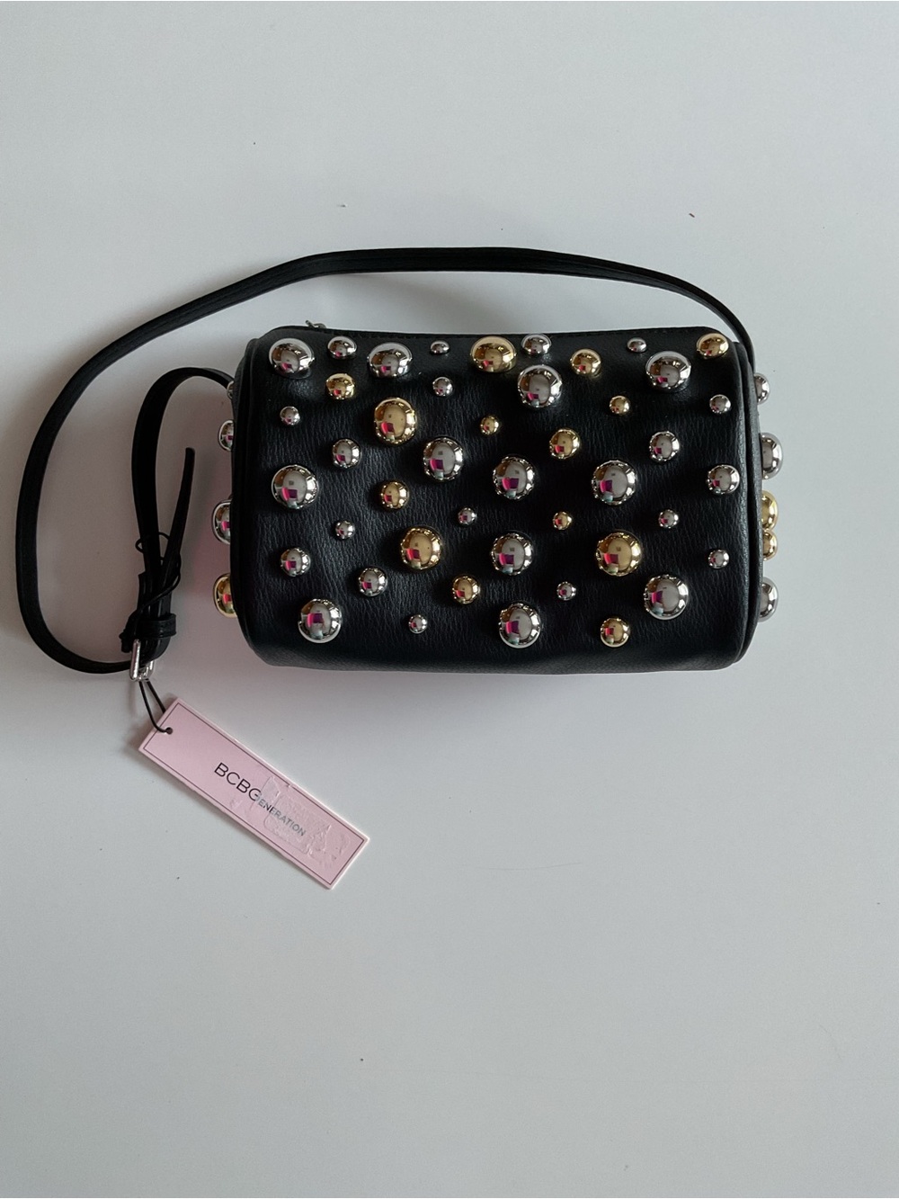 BCBGeneration Mixed Dome Barrel Studded Shoulder Bag NWT